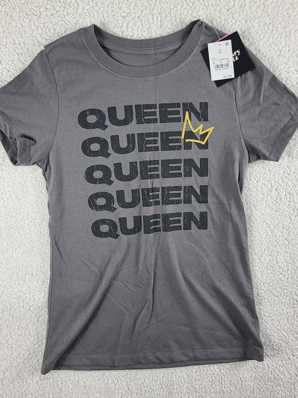 NWT Legendary Rootz Queen Graphic T-Shirt Gray XS Crown Tee